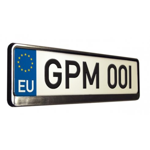 Aluminium effect car number plate surround