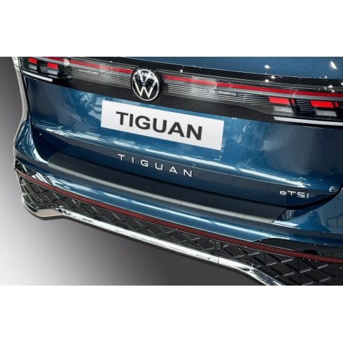 VW Tiguan rear guard bumper protector in black finish fits models June 2024 onwards